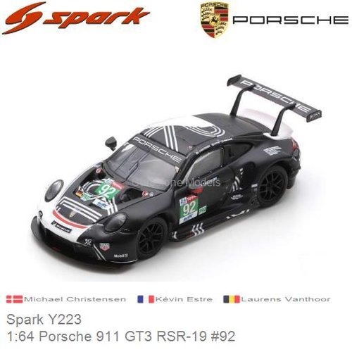 Modelauto 1:64 Porsche 911 GT3 RSR-19 #92 | Michael Christensen (Spark Y223)