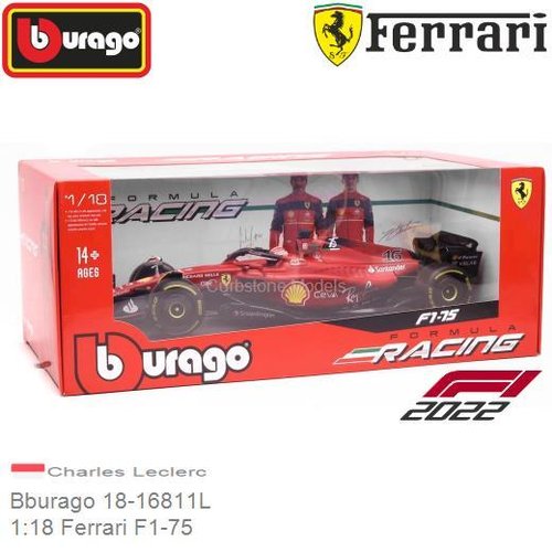 Modelauto 1:18 Ferrari F1-75 | Charles Leclerc (Bburago 18-16811L)