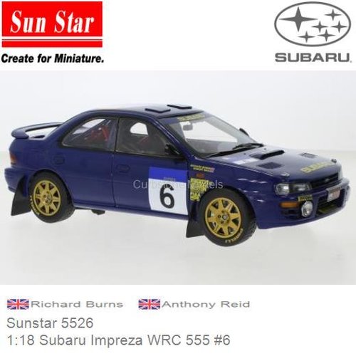 PRE-ORDER 1:18 Subaru Impreza WRC 555 #6 | Richard Burns (Sunstar 5526)