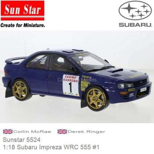 PRE-ORDER 1:18 Subaru Impreza WRC 555 #1 | Collin McRae (Sunstar 5524)