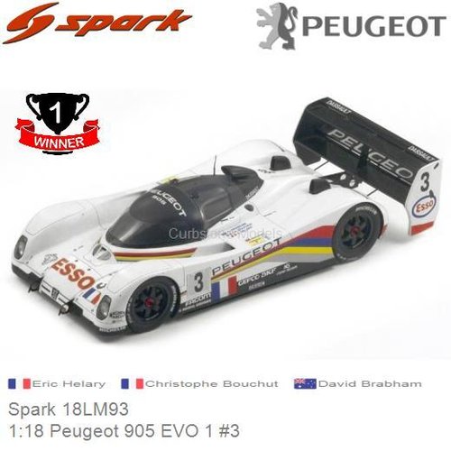 PRE-ORDER 1:18 Peugeot 905 EVO 1 #3 | Eric Helary (Spark 18LM93)