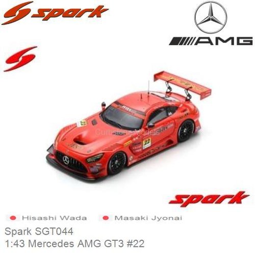 Modelauto 1:43 Mercedes AMG GT3 #22 | Hisashi Wada (Spark SGT044)