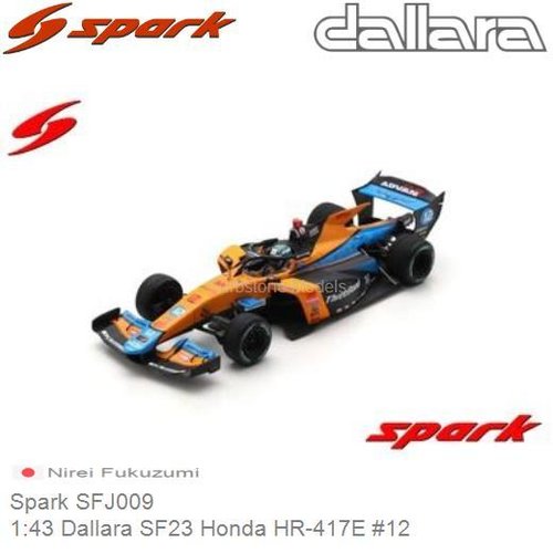 Modelauto 1:43 Dallara SF23 Honda HR-417E #12 | Nirei Fukuzumi  (Spark SFJ009)