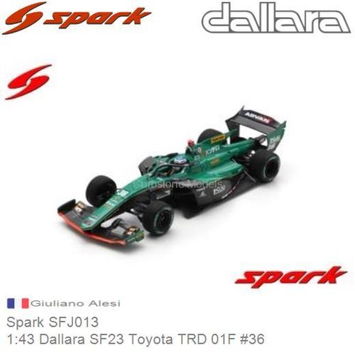 Modelauto 1:43 Dallara SF23 Toyota TRD 01F #36 | Giuliano Alesi (Spark SFJ013)