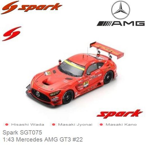 Modelauto 1:43 Mercedes AMG GT3 #22 | Hisashi Wada (Spark SGT075)