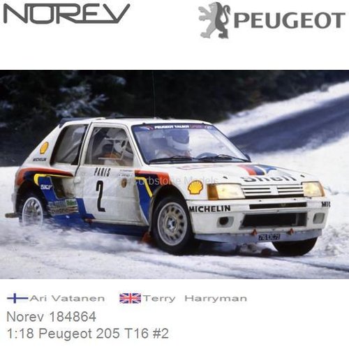 PRE-ORDER 1:18 Peugeot 205 T16 #2 | Ari Vatanen (Norev 184864)