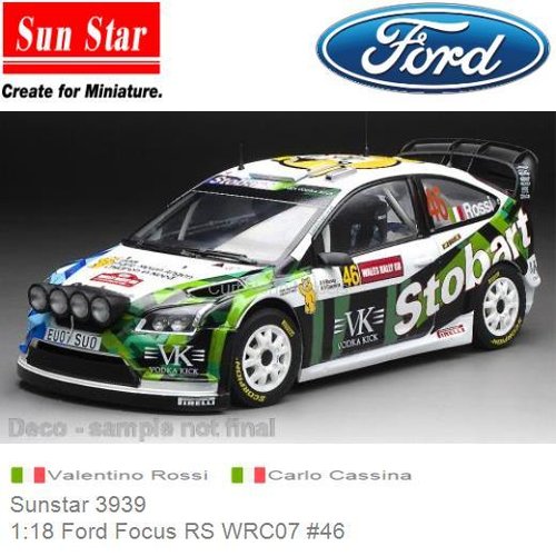 PRE-ORDER 1:18 Ford Focus RS WRC07 #46 | Valentino Rossi (Sunstar 3939)