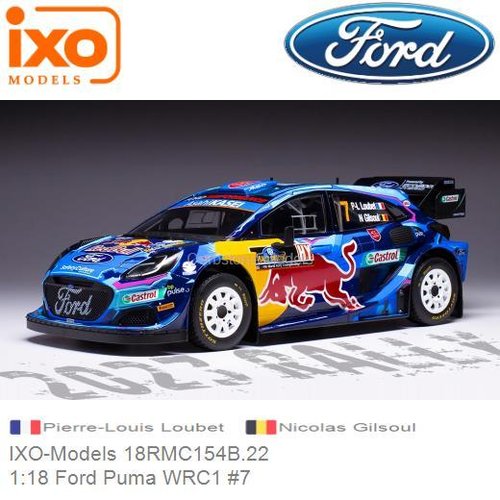 Modelauto 1:18 Ford Puma WRC1 #7 | Pierre-Louis Loubet (IXO-Models 18RMC154B.22)