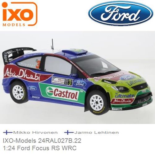 Modelauto 1:24 Ford Focus RS WRC | Mikko Hirvonen (IXO-Models 24RAL027B.22)
