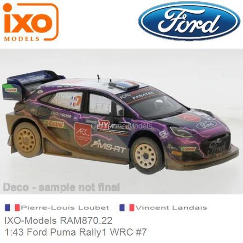 PRE-ORDER 1:43 Ford Puma Rally1 WRC #7 | Pierre-Louis Loubet (IXO-Models RAM870.22)