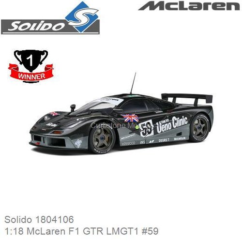 Modelauto 1:18 McLaren F1 GTR LMGT1 #59 | Yannick Dalmas (Solido 1804106)