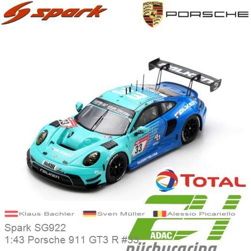 PRE-ORDER 1:43 Porsche 911 GT3 R #33 | Klaus Bachler (Spark SG922)