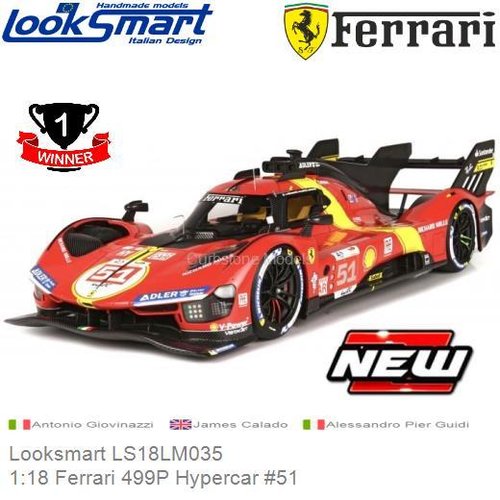 PRE-ORDER 1:18 Ferrari 499P Hypercar #51 | Antonio Giovinazzi (Looksmart LS18LM035)
