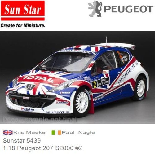 PRE-ORDER 1:18 Peugeot 207 S2000 #2 | Kris Meeke (Sunstar 5439)