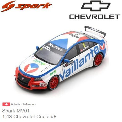 Modelauto 1:43 Chevrolet Cruze #8 | Alain Menu (Spark MV01)