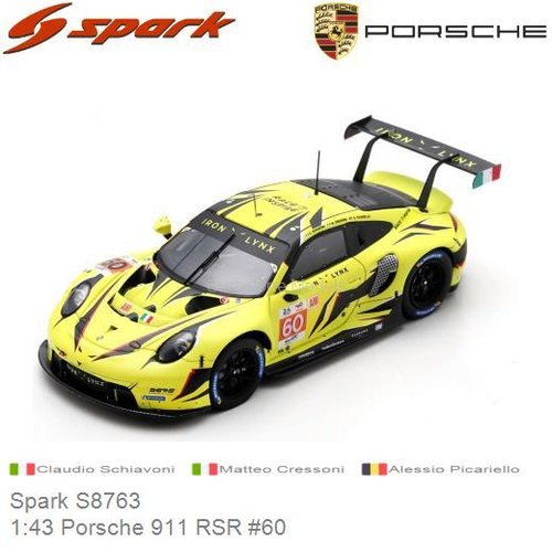 PRE-ORDER 1:43 Porsche 911 RSR #60 | Claudio Schiavoni (Spark S8763)