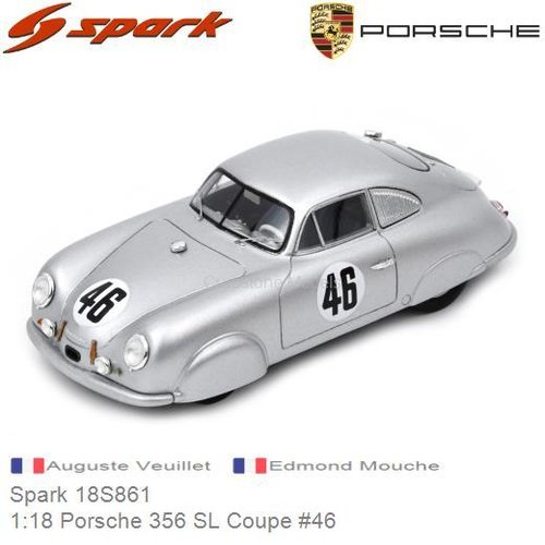 PRE-ORDER 1:18 Porsche 356 SL Coupe #46 | Auguste Veuillet (Spark 18S861)