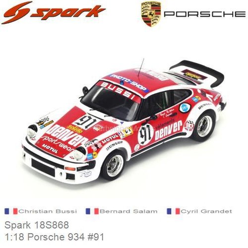 PRE-ORDER 1:18 Porsche 934 #91 | Christian Bussi (Spark 18S868)
