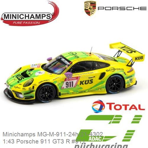 Modelauto 1:43 Porsche 911 GT3 R #911 (Minichamps MG-M-911-24h-21-4302)