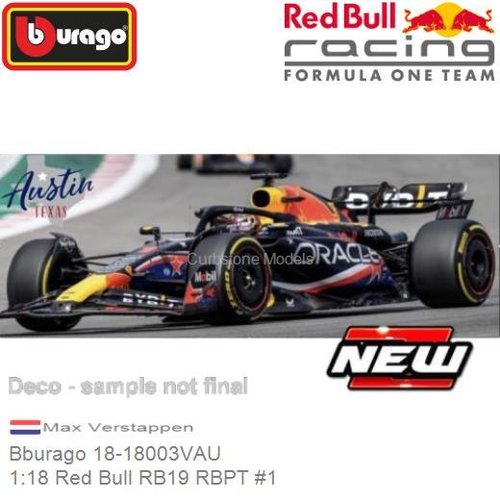 PRE-ORDER 1:18 Red Bull RB19 RBPT #1 | Max Verstappen (Bburago 18-18003VAU)