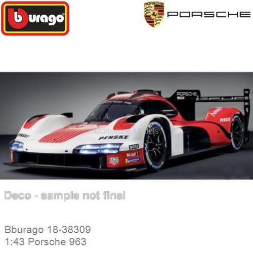 PRE-ORDER 1:43 Porsche 963 (Bburago 18-38309)