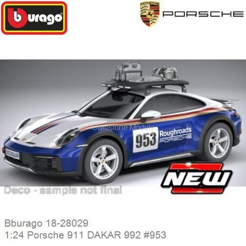 PRE-ORDER 1:24 Porsche 911 DAKAR (992) #953 (Bburago 18-28029)