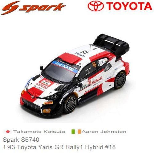 PRE-ORDER 1:43 Toyota Yaris GR Rally1 Hybrid #18 | Takamoto Katsuta (Spark S6740)