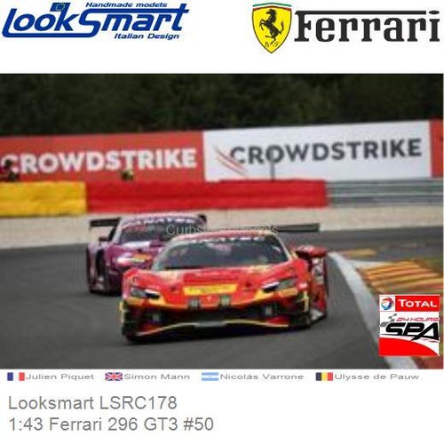 PRE-ORDER 1:43 Ferrari 296 GT3 #50 | Julien Piquet (Looksmart LSRC178)